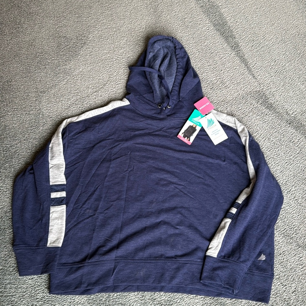 Blue and Gray Hoodie by FREE2B. Lightweight for Fall. Size XXL.